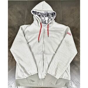 Krispy Kreme Hoodie Men's Size Large Full Zip Hooded Sweatshirt Gray Pinstripe